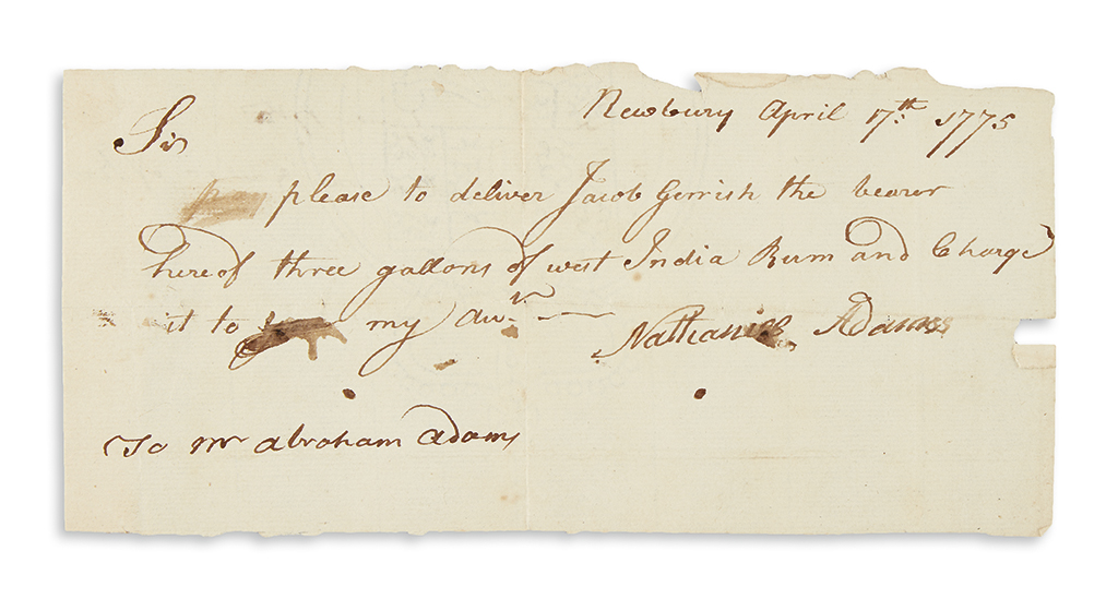 (AMERICAN REVOLUTION--1775.) Group of 6 receipts issued to Minuteman captain Jacob Gerrish.